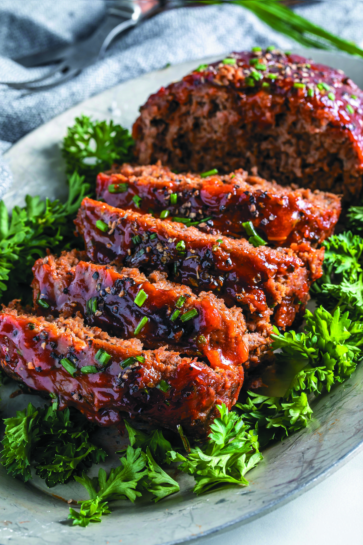 Barbeque meatless meatloaf on a platter