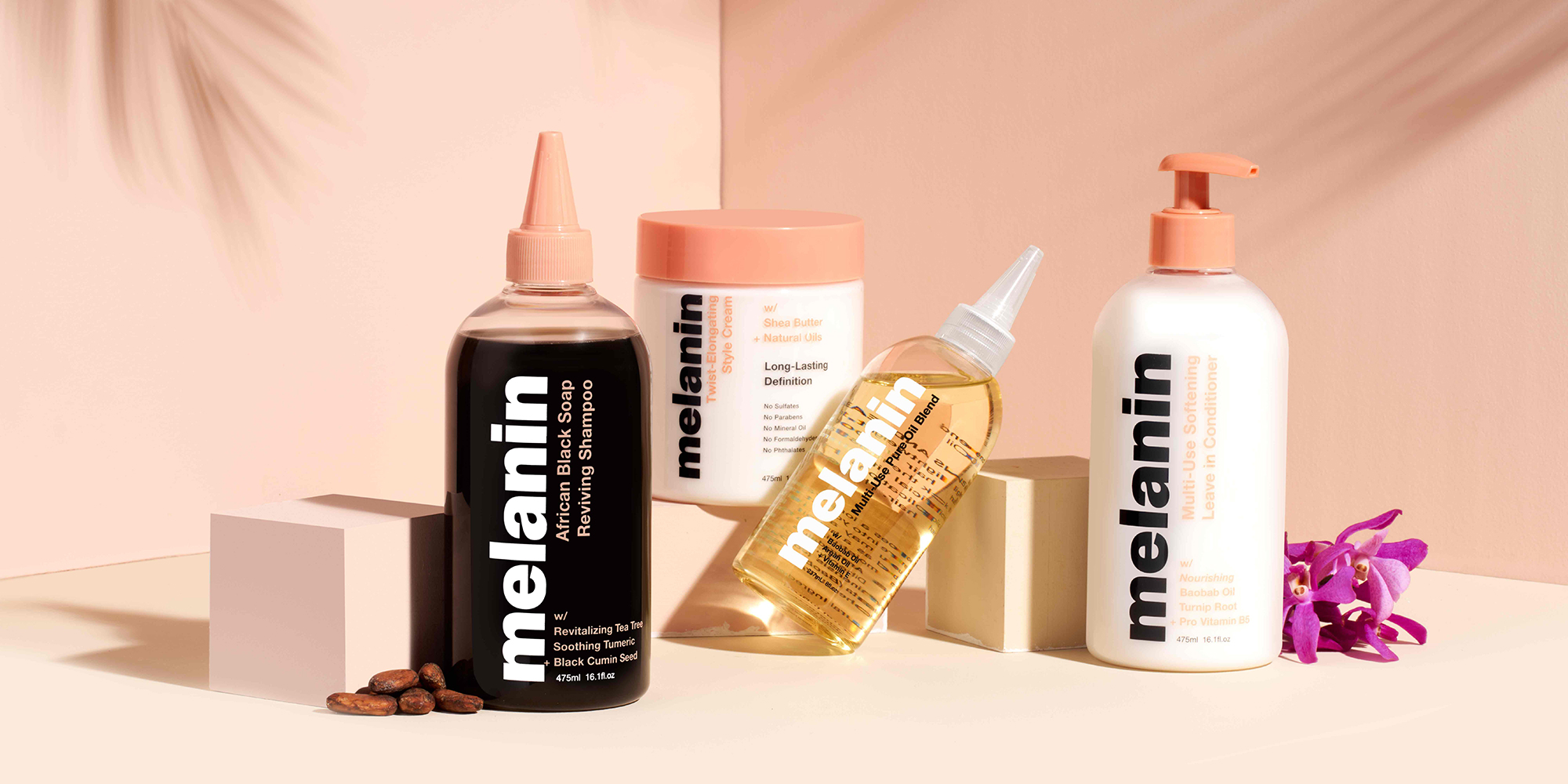 Melanin haircare product line photo