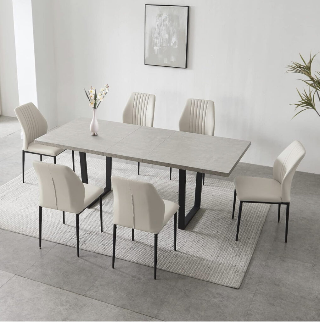 Light and airy beige 6-8 seater dining table